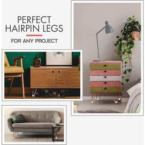 4Pcs Gold Hairpin Legs Protectors for Furniture Legs Sofa Cabinet Furniture Leg Feet Coffee Tea Bar Stool Chair