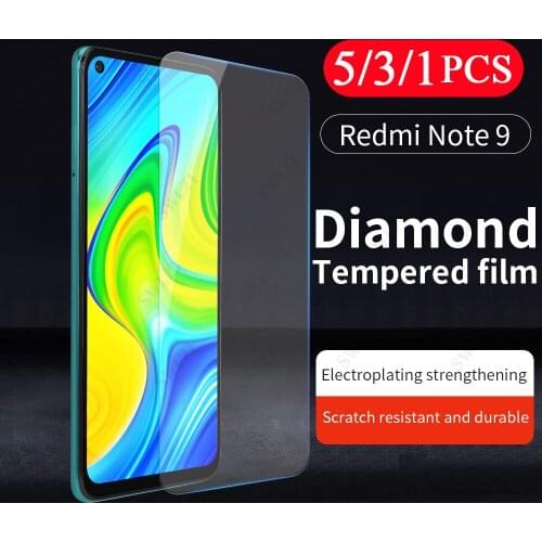 5-1Pcs Protective Film for Xiaomi Redmi note 9 pro max 9s 9t 8 8t 7 10X pro 9A 9C 9i Tempered Glass 8A 7A Phone Screen Protector