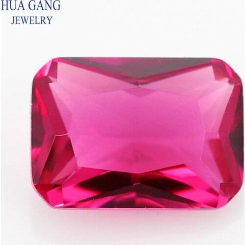 5# Rose Red Octangle Shape Cut Loose Glass Beads Synthetic Gems For Jewelry Size 3x5~13x18m Free Shipping