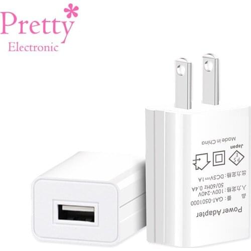 5V1A USB Charger Adapter Travel Wall Japan Standard Mobile Phone High Quality Electronic Plug Stable Charging White and Black