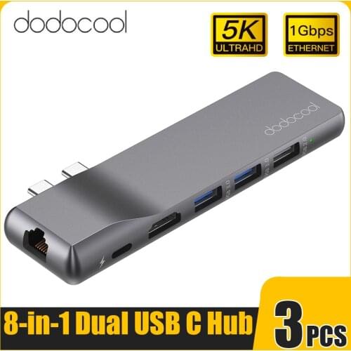 3Pcs dodocool Dual USB C HUB Type C to USB 3.0 HUB HDMI Adapter Dock for MacBook Pro Accessories USB-C 3.1 Splitter Type C HUB