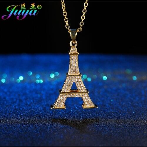 Ali Moda New Design Micro Pave Zircon Floating Eiffel Tower Pendant Sweater Necklace For Thanksgiving Day Christmas Gift