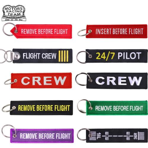 Luggage Tag Remove Before Flight Embroidery Keychains Travel Accessories Fashion Bag Tags keyring for Aviation gifts