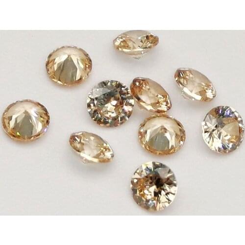 Free Shipping 200pcs 1-3mm AAAAA Round Cut Champagne Zircon Stone CZ Synthetic Gemstone For Jewelry