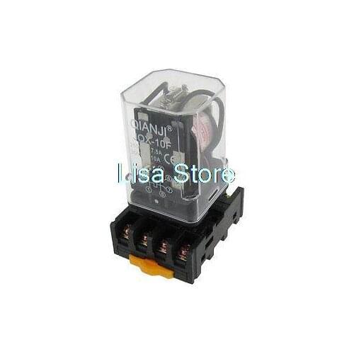 JQX-10F 2Z AC 220V Coil Electromagnetic Relay DPDT 8 Pin w Socket Base