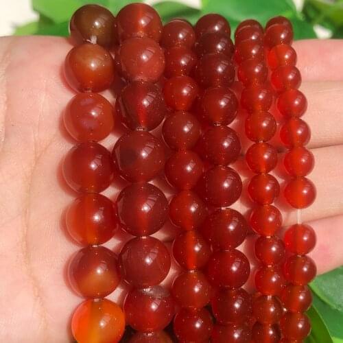 Natural Red Carnelian Agates Round Gem Stone Beads 2/3/4/6/8/10/12MM Pick Size For Jewellery Making 15" Strand