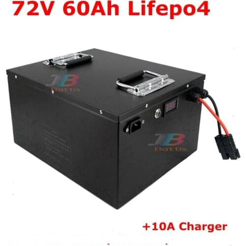 Waterproof lithium 72V 60Ah lifepo4 battery BMS for 5500W 3500W bicycle bike scooter Motorbike Motorcycle + 10A charger