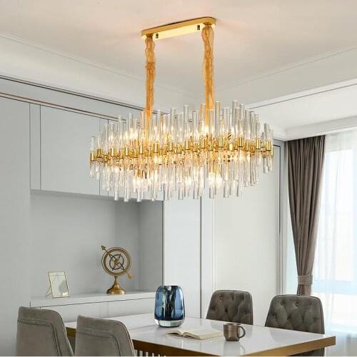 New modern crystal chandelier living room dining room art light designer gold rectangle luxury Nordic chandelier