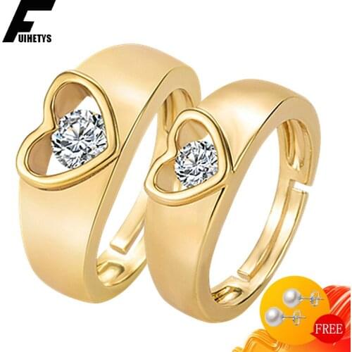 Bali Jelry Fashion Ring Silver 925 Jewelry for Women Men Heart-shape Zircon Gemstone Gold Color Rings Accessories Engagement