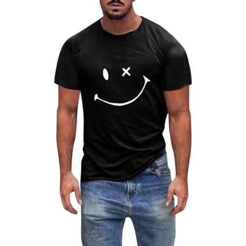 2021 New 3d Printed Mens Wear, Summer Sports Fashion Leisure Loose Pullover Round Neck Short Sleeve Smiley Face T-shirt