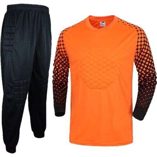 2017 Mens Soccer Goalkeeper Jersey Sponge Protector Suit Football Training Jersey GoalKeeper Jersey Uniforms Sets