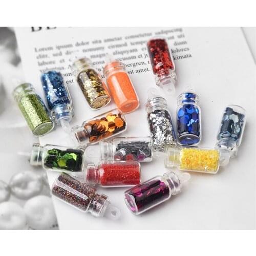 48 color glass bottle slime 3D DIY filler supplies nail jewelry nail accessories bright glitter sequins hexagon