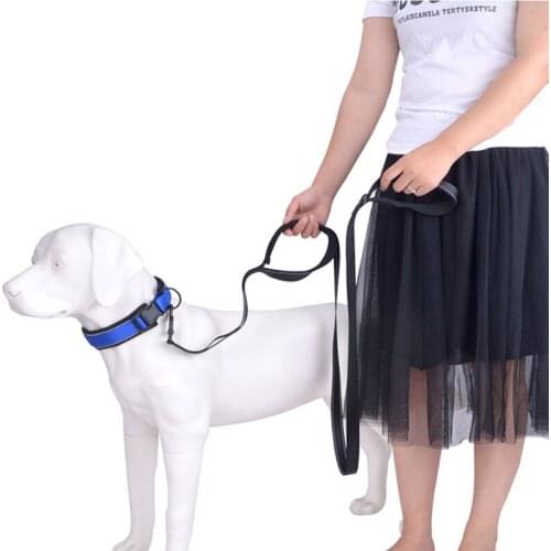 Nylon and Neoprene Dog Harness Leash Reflective Double Handle for Small Medium Large Pet Walking Training Running
