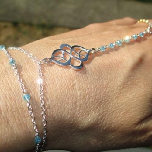 New hot sale Fashion Vintage present Chain Blue Hollow flower Crystal Bracelet Metal charm bracelets jewelry for women