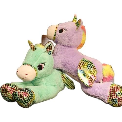 New Arrive 1 Piece 90 CM Stuffed Cushions Pillow Soft Colorful Angel Unicorn Plush Toys Dolls For Kids Birthday Gift