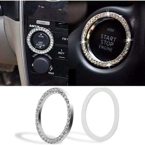 New Arrivals!!! 1Pc Car SUV Bling Decorative Accessories Button Start Switch Silver Diamond Ring New Car Styling Hot Sale