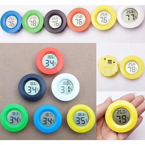 New Round Digital LCD Digital Cigar Humidor Temperature Hygrometer Thermometer Black Face Tester Tool