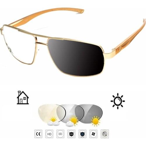 Rectangle Double Bridge Gold Frame Men Photochromic Grey Reading Glasses +0.75 +1 +1.25 +1.5 +1.75 +2 +2.25 +2.5 +2.75 To+4