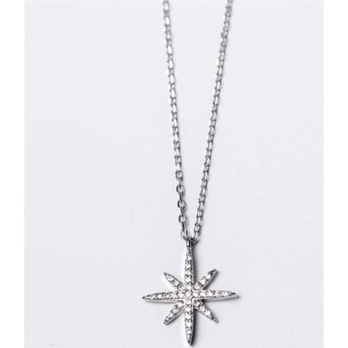 Sole Memory Hot Snowflake Zircon Exquisite Christmas Gift Literary 925 Sterling Silver Clavicle Chain Female Necklace SNE391