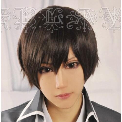 Anime Amagi Brilliant Park Kanie Seiya Cosplay Wigs Short Black Brown Heat Resistant Synthetic Hair Wig + Wig Cap