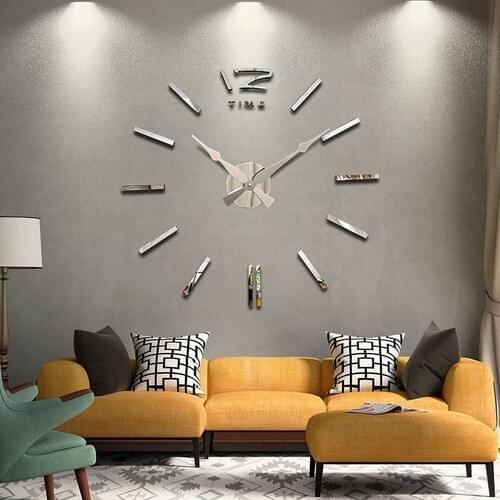 SERESSTORE Dıy Clock New Generation 3D Wall Clock Model 1 (Silver Mirror)