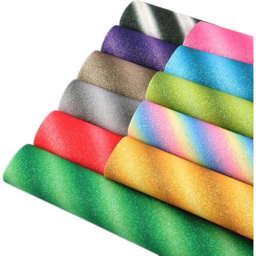 Shimmer Fine Glitter Faux Leather Sheets Striped Mermaid Fish Scale Pattern Synthetic Leather Fabric 20x33cm for DIY Hair Bows