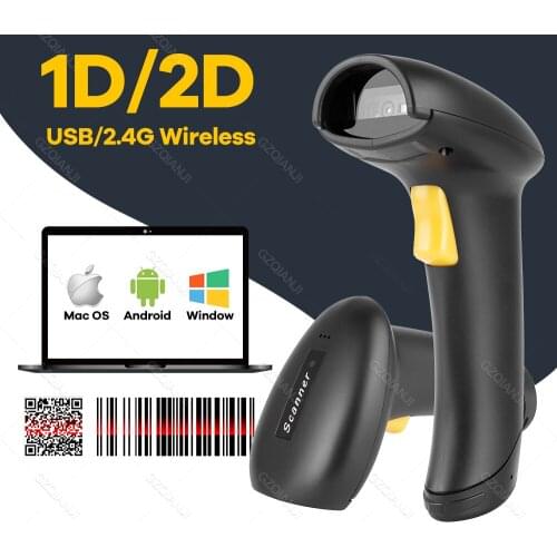2D Handheld Wireless Barcode Scanner 2.4G 1D/2D QR Bar Code Reader PDF417 for Mobile IOS Android IPAD