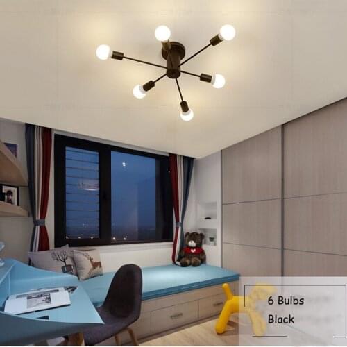 Modern Nordic E27 6 Bulbs Hanging Lamp Minimalist Iron Chandelier Light Fixture Droplight Lights For Bedroom Living Room PL490-6