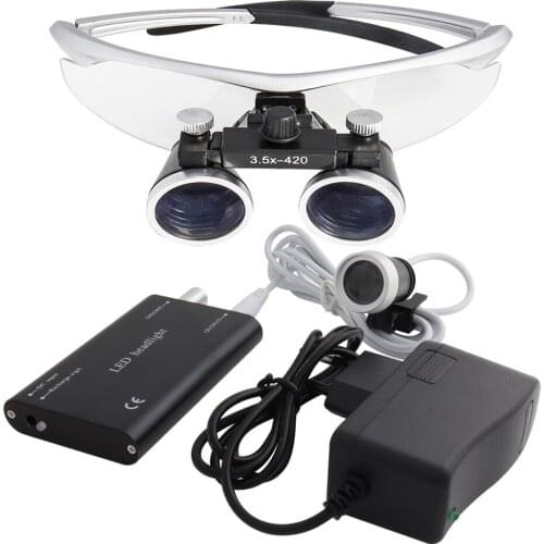 Dental Loupes Medical Magnifier 2.5 3.5x420 Magnification Binocular 3W Headlight Headlamp Cloth Case