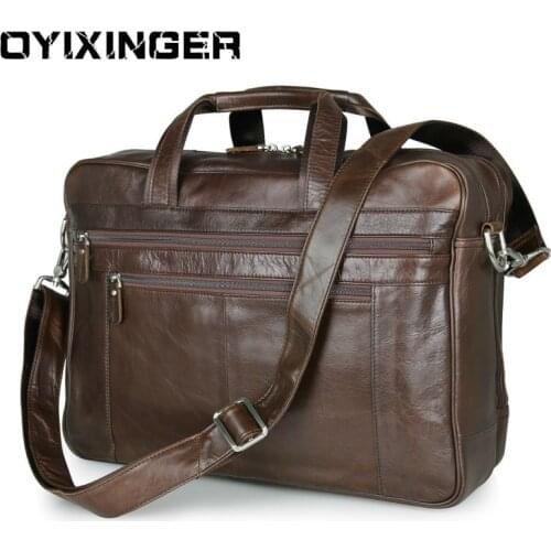 NAPPA Genuine Leather 17 Inch Handbag Laptop Bag Mens Business Briefcase Travel Work Computer Bags Luxury Upper Class Handbags
