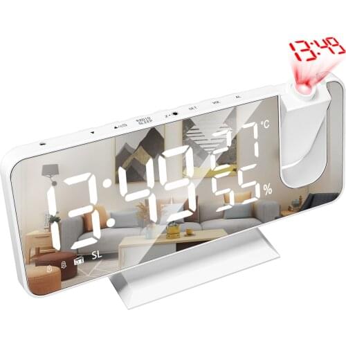LED Digital Projection Alarm Clock Watch Table Electronic Desktop Clocks Wake Up FM Radio Time Projector Function Alarm Clock