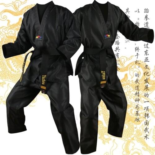 Traditional White Tae Kwon Do Uniform Children Adult Taekwondo Suit Dobok WTF TKD Uniform Clothes Long Sleeve Fitness Training