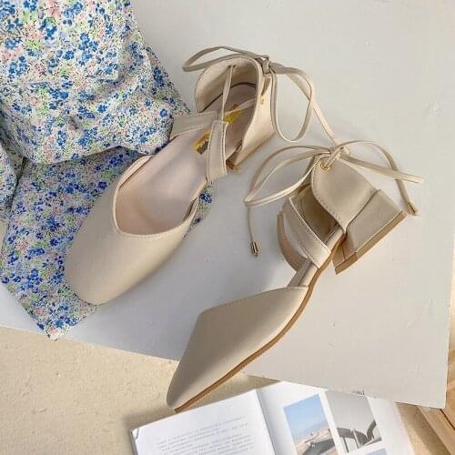 2021 New Spring Fairy Style with Skirt Gentle Bun Sandals Women with Thick Heel Binding Rome Shoes for Women Sandals