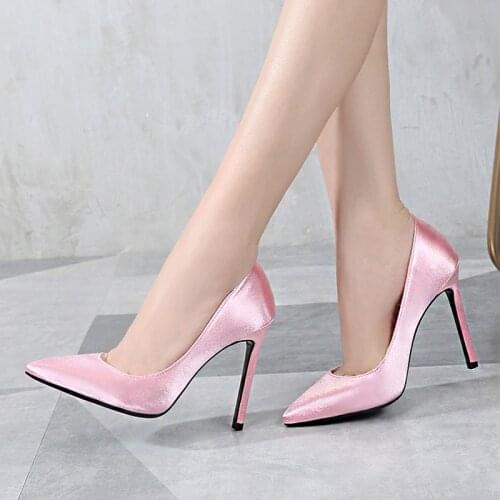 2021 Summer New Pink British Style Fashion Sexy Stiletto Heels Ladies Shallow Mouth Pointed Party Shoes