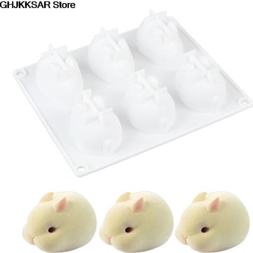 1PC Silicone Molds for Baking Dessert Mousse Cake Decorating Moulds Silicone 3D Bunny Rabbit Cake Molds