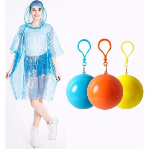 1 Pcs Portable Raincoat Ball Women Men Outdoor Rainwear Waterproof Disposable With Keyring For Camping Hiking