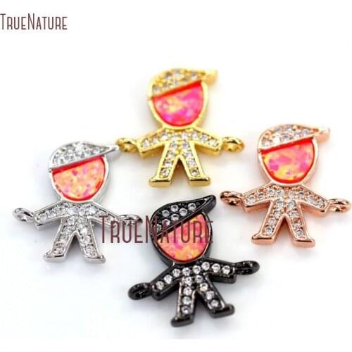 10Pcs Inserts Pure Gold Color, Silver, Rose Gold, Gunmetal Little Boy Connector Copper Double Bail Pendant 14x15mm PC13953