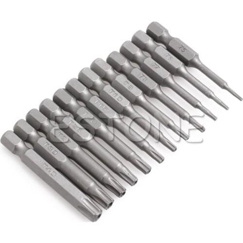12pcs/Set 1/4 Inch 50mm T5-T40 Magnetic Torx Screwdriver Bits Kit