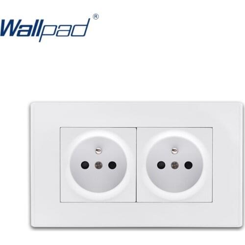 2 Double EU French Socket Wallpad Luxury White Wall Power Electrical Outlet Sockets PC Panel 16A 110-250V