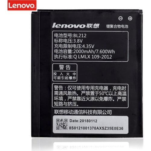 Lenovo Original Battery BL212 2000mAh Battery For Lenovo A708T A628T A620T S8 S898 S898T BL 212 High Quality Replacement Battery