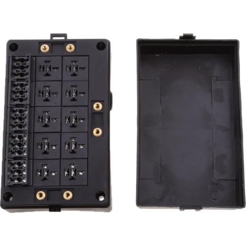18-Way Circuit Blade Fuse Holder Box for Automotive Marine - with 10-Slot Relays Holder and 18-Slot Blade Fuse Holder