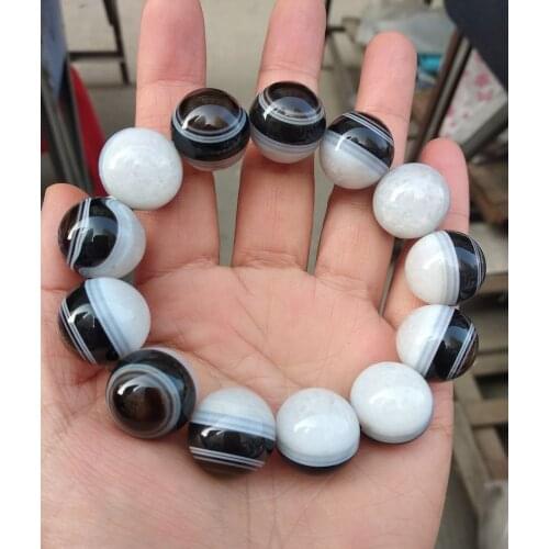 18mm Wonderful Dzi Bead Eye Vein Bangle Chalcedony Mala Bracelet Amulet Bless Rosary Magical Churinga