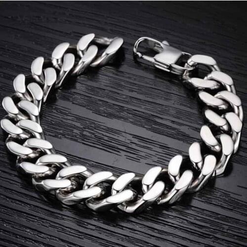 10mm/12mm/14mm Stainless Steel Hip hop Womens Mens Miami Curb Cuban Chain Link Bracelets Rapper Bangle Jewelry Drop shopping