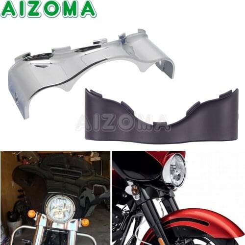 Black/Chrome Outer Batwing Lower Trim Skirt Fairing For Harley Touring FLHT FLHX FLHTCU Street Electra Glide Ultra Classic 14-Up