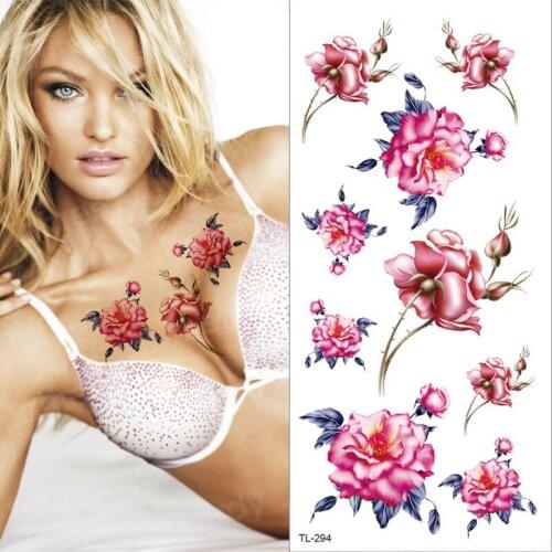 Flower Bird Decal Fake Women Men DIY Henna Body Art Tattoo Design Butterfly Tree Branch Rose Temporary Tattoo Sticker Flowers