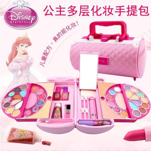 Disney Princess frozen Makeup Box Childrens Cosmetic Toys handbag Safe Nontoxic Watersoluble Makeup toys
