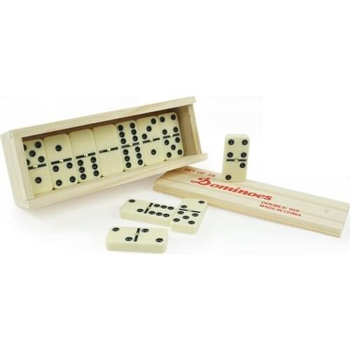 Double Six 28pcs Domino with Golden Spinner in Wood Box
