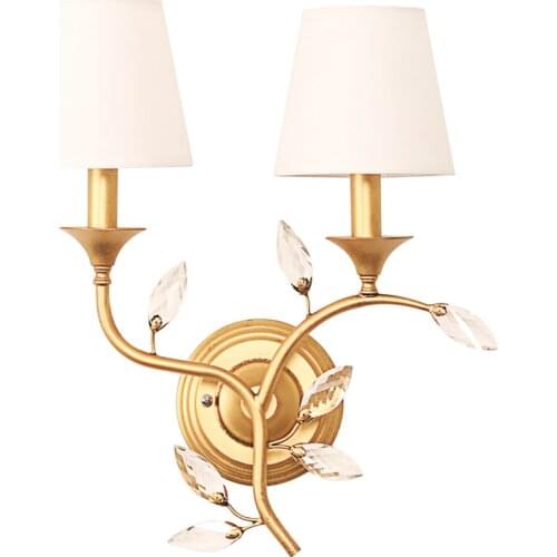 E14 bronze metal Wall Light for Living Room Led Wall Lamp Bedroom Hotel Vintage wall candle lighting cloth lampshade Home lampe