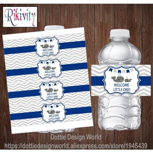 20 Welcome Little One Sharks Baby Shower Water Bottle Wine Labels Waterproof Candy Bar Wrapper Sticker Birthday Party Decoration