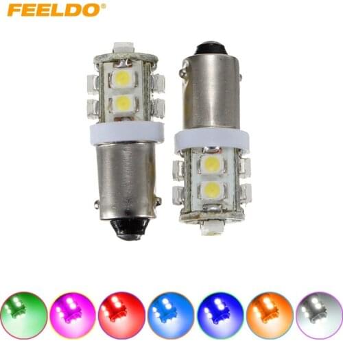 FEELDO 2Pcs BA9S T4W W5W 1210/3528 10SMD Interior Car LED Light License Plate 10LED Lamp 7-Color #FD-1507